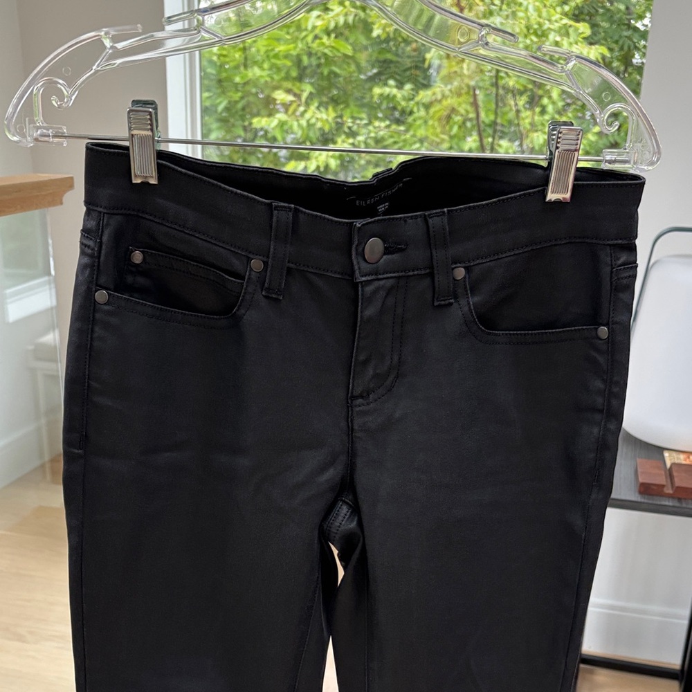 Eileen Fisher Women's Sleek Black Skinny Pleather Pants